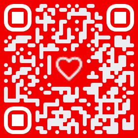 Red QR code with custom background and center logo
